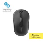 Mouse Rapoo 2.4 ghz Black s/ Fio Pilha Inclusa M10 - RA007 Mouse Rapoo 2.4 ghz Black s/ Fio Pilha Inclusa M10 - RA007