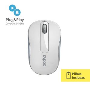 Mouse Rapoo 2.4 ghz White s/ Fio Pilha Inclusa M10 - RA008