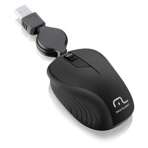 Mouse Com Fio Wave Conexão USB 1200dpi Cabo de 75cm 3 Botões Textura Emborrachada Retrátil Preto - MO231