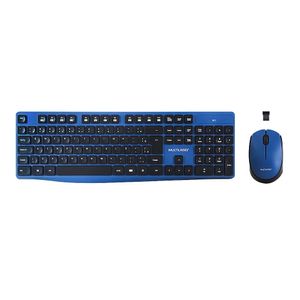 Kit Teclado e Mouse Sem Fio Côncavo Multimídia Conexão USB 1600dpi Teclas Côncavas Azul - TC246