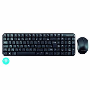 Kit Teclado e Mouse Sem Fio Compacto Multimídia Conexão USB 1000dpi Teclas Compactas Preto Multi - TC183