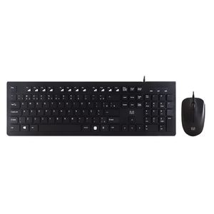Kit Teclado e Mouse com fio Multimídia Conexão usb Cabo de 150cm 1200dpi Teclas Chocolate Preto - TC240