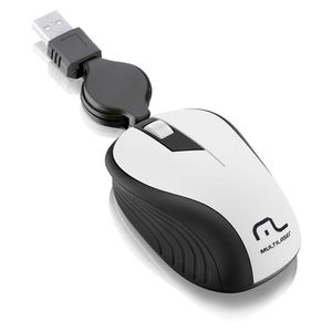 Mouse Com Fio Wave Conexão Usb 1200dpi Cabo de 75cm 3 Botões Textura Emborrachada Retrátil Branco - MO234