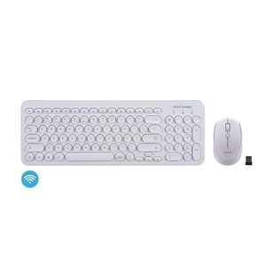 Kit Teclado e Mouse Sem Fio Redondo Multimídia Conexão Usb 1600dpi Ajustável Teclas Redondas Branco Multi - TC232