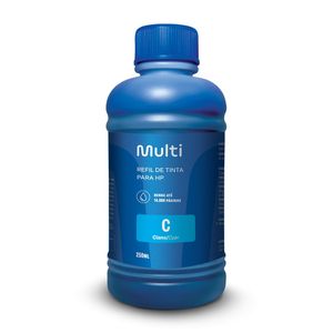 Refil de Tinta para Cartucho Impressoras HP 250ml Ciano Multi - RF010