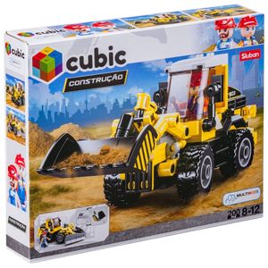 Blocos de Montar Cubic Construção Trator 200 Peças Multikids - BR1491