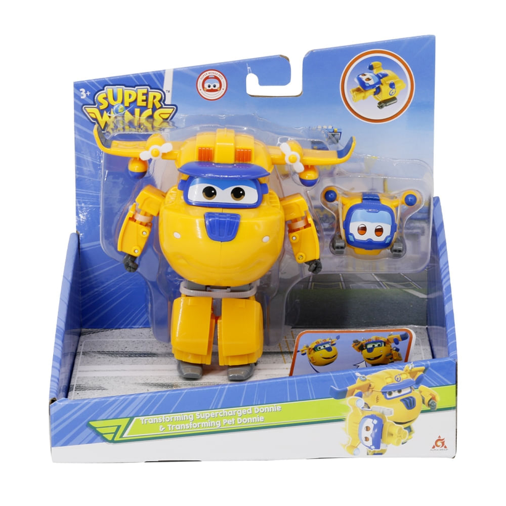 Super Wings Transformável Donnie e Mini Super Pet Multikids
