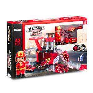 Garagem de Carrinhos Bombeiro Express Wheels 42 Peças Multikids - BR1238