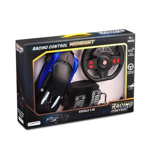 Carrinho com Volante e Pedal Racing Control Midnight Preto e Azul Multikids - BR1146