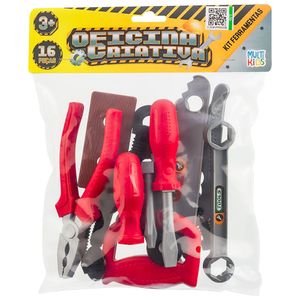 Oficina Criativa Mix Ferramentas com 16 peças Vermelho Multikids - BR1827
