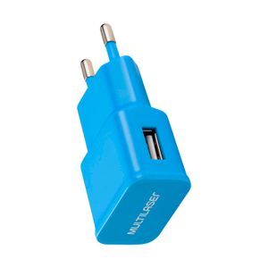Carregador de Parede Smartogo Bivolt com Entrada USB Azul Multilaser - CB080A