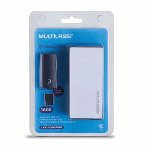 Kit Power Bank 4000 mAh + Leitor de Cartão + Cartão De Memória Micro SD Classe 10 16GB Preto Multilaser - MC220