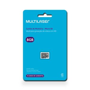 Cartão de Memória Classe 4 8GB Preto Multilaser - MC141