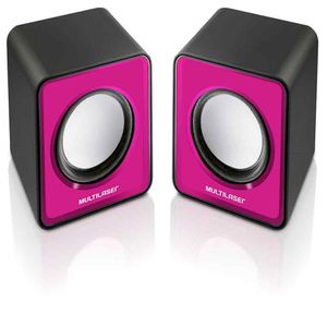Caixas de Som 2.0 3W RMS Alimentação USB Conexão P2  Controle de Volume Som Estéreo Rosa - SP198