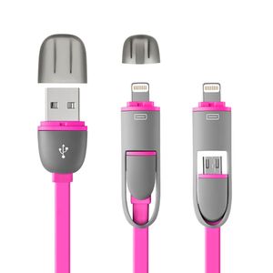 Cabo 2 Em 1 Micro Usb E Iphone 5/6/7 Rosa 1,5M - WI336