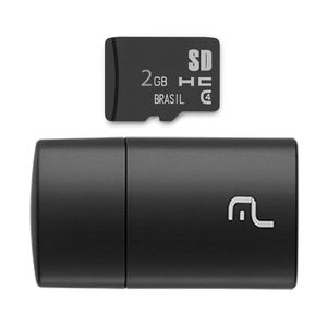 Kit 2 em 1 Leitor USB + Cartão De Memória Micro SD Classe 4 2GB Preto Multilaser - MC159