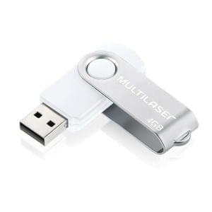 Pen Drive Twist 4GB USB Leitura 10MB/s e Gravação 3MB/s Branco Multilaser- PD886