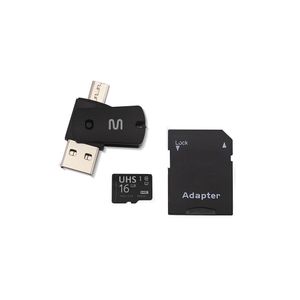 Kit 4 em 1 Cartão De Memória Ultra High Speed-I + Adaptador USB Dual Drive + Adaptador SD 16GB até 80 Mb/S De Velocidade Multi - MC150