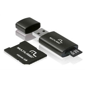Adaptador 3 em 1 SD + Pen drive +Cartão De Memória Classe 10 32GB Preto Multilaser - MC113