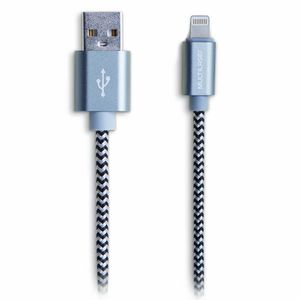Cabo Lightning Macho e USB-A para iPhone com Cabo de 1,5 Metros e Material em Nylon Preto e Cinza Multilaser - WI343