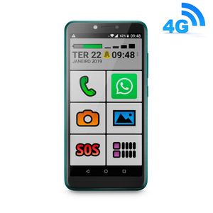 Novo Celular do Idoso 4G verde com Internet e WhatsApp letras e números grandes 64GB