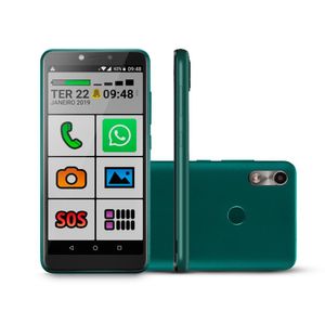 Novo Celular do Idoso verde 4G com letras grandes 64GB SOS