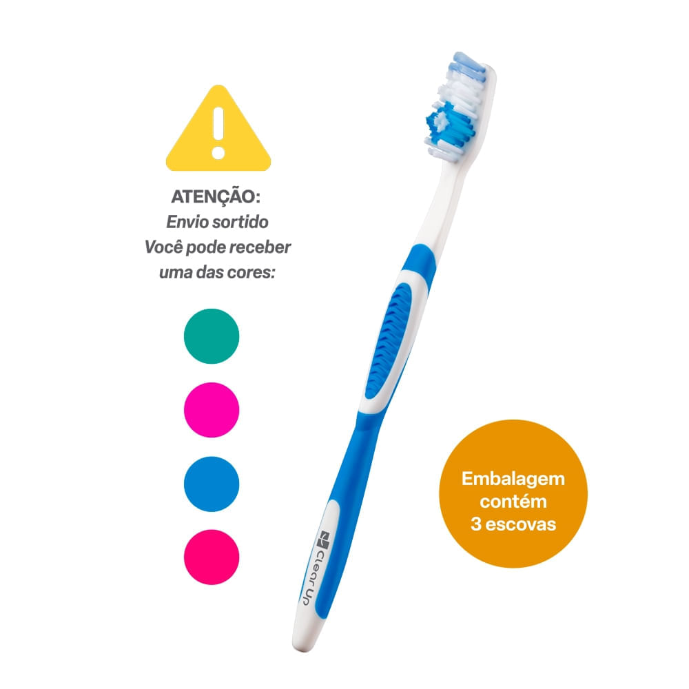 Escova de Dente Complete Clear Up com 3 Unidades (Cores Sortidas