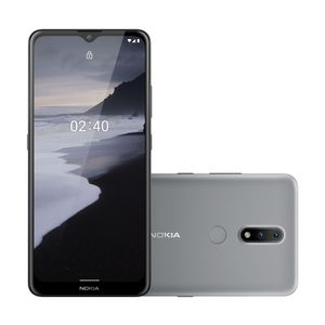 Smartphone Nokia 2.4 4G 64GB Tela HD+ 6.5 pol 3GB RAM Câm Dupla 13MP + Selfie 5MP Cinza - NK015