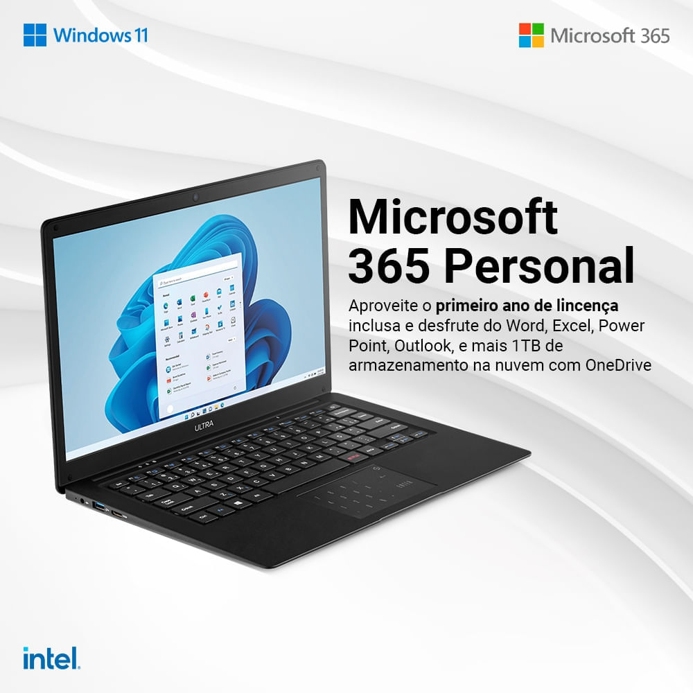 Notebook Ultra, com Windows 11 Home, Intel Celeron, 4GB Notebook Ultra, com Windows 11 Home, Intel Celeron, 4GB