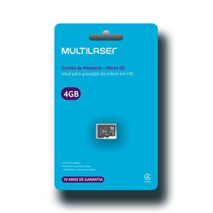 Cartão de Memória Classe 4 4GB Preto Multilaser - MC144