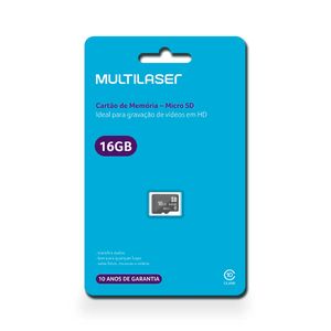 Cartão de Memória Classe 10 16GB Preto Multilaser - MC143