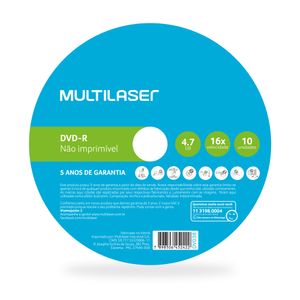 Mídia Multilaser DVD-R 16X 4,7 GB 10un - DV038