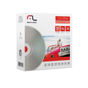Mídia Cd-Rw Vel, 12X - 25 Un, Envelope Impresso Em Caixa Multilaser CD053