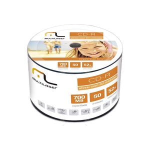 Mídia Cd-R Vel. 52X - 50 Un. Shrink Imprimível Branco Multilaser - CD052