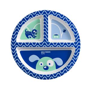 Prato com Divisória Funny Meal Doguito Azul Multikids Baby - BB1114