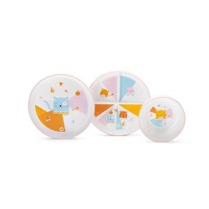 Kit Três Pratinhos Nhac Nhac! Pet Buddies Rosa Multikids Baby - BB1110