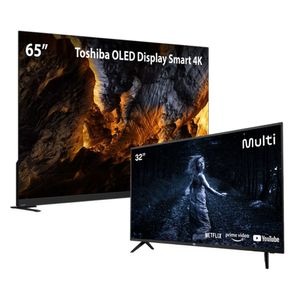 Compre Smart TV 65” Toshiba OLED 4K e leve Smart Tela DLED 32'' HD Multi - TB0181MK