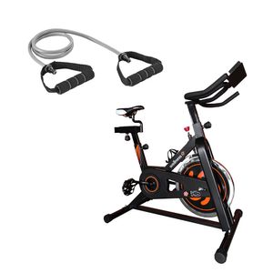 Combo Fitness - Bike Spinning Hb Painel 9kg Uso Residencial e Extensor Elástico Toning Cinza/Preto - GY0470K