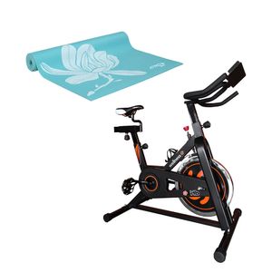 Combo Fitness - Bike Spinning Hb Painel 9kg Uso Residencial e Tapete De Yoga Premium Com Estampa Flores - ES2180K