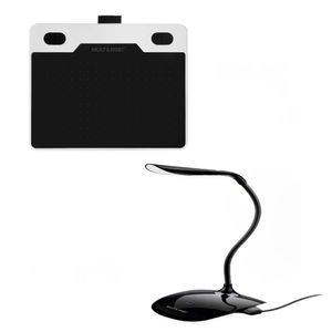 Combo Office - Mesa Digitalizadora Criativa Slim 6 Pol e Luminária LED USB 3 Níveis De Luz Preta Multilaser - AC2721K