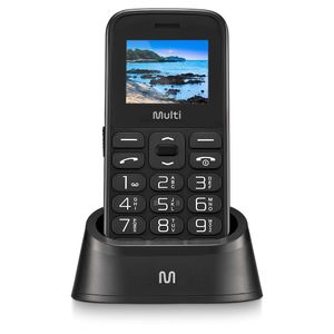 Celular Multilaser Vita com Base Carregadora Dual Chip  + Botão SOS + Rádio FM + MP3 + Bluetooth + Câmera - Preto - P9121