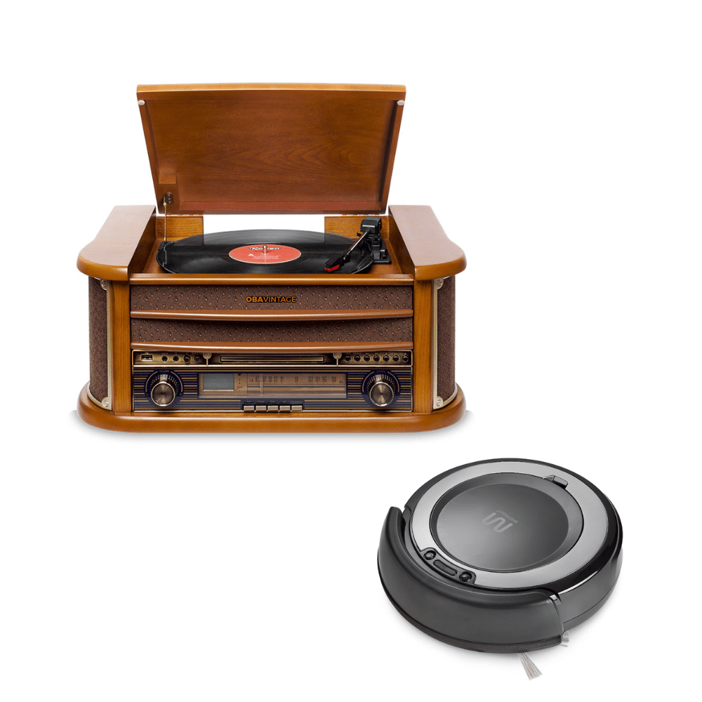 Compre Vitrola Multifuncional ObaVintage Plus e leve Aspirador Robô Midnight - 276884K Menor preço em Compre Vitrola Multifuncional ObaVintage Plus e leve Aspirador Robô Midnight - 276884K