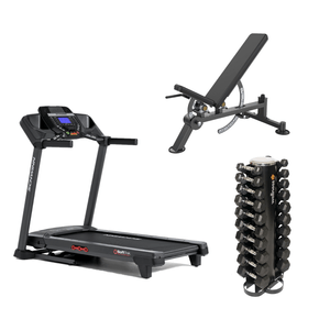 Combo Home Gym - Esteira Schwinn 510T, Kit 10 Halteres Emborrachados e Banco Ajustável - GY089K