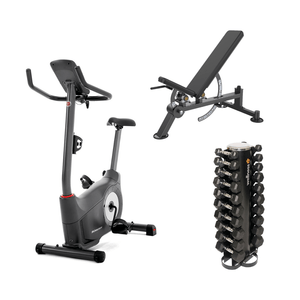 Combo Home Gym - Bike Ergométrica Schwinn 130, Kit 10 Halteres Emborrachados e Banco Ajustável - GY0151K