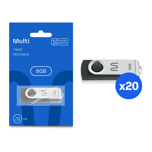 Combo 20 unidades do Pen Drive Twist 8GB USB Leitura 10MB/s e Gravação 3MB/s Preto Multilaser- PD5871K