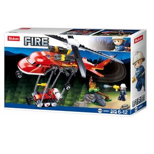 Blocos de Construção Cubic Jr Helicóptero de Bombeiro Multikids - BR2307